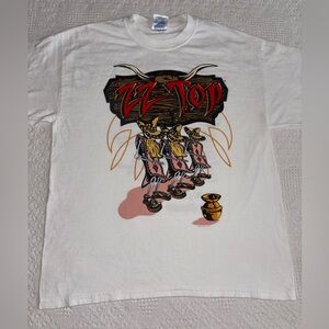 ZZ Top 2003 Beer Drinkers and Hell Raisers Tour White Tshirt Size Large M&O